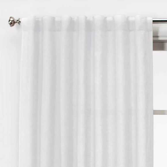 Threshold 100% Linen Single Light Filtering White Single Curtain Panel 54" x 95" - Picture 3 of 8